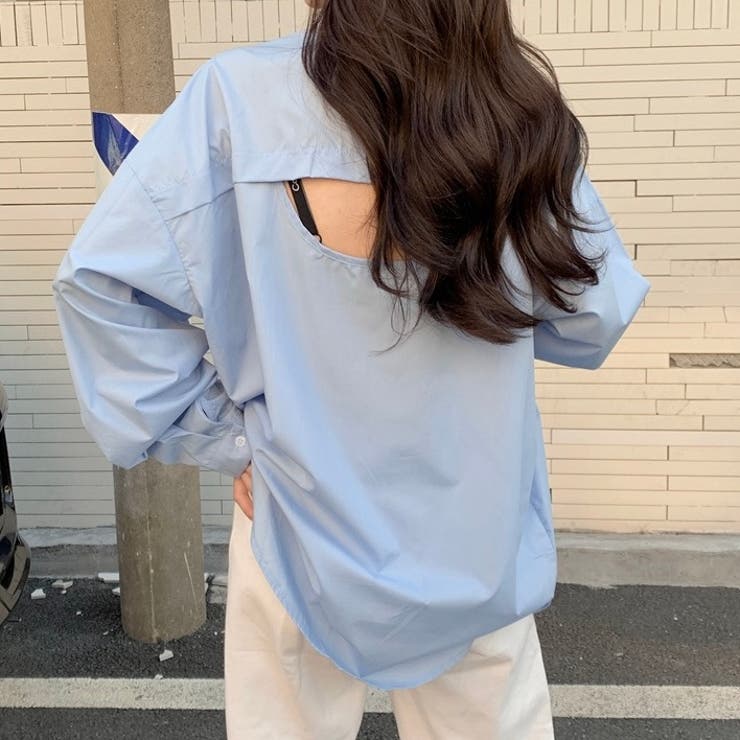 背中開きオーバーサイズシャツ[品番：SHNW0010562]｜LADY LIKE