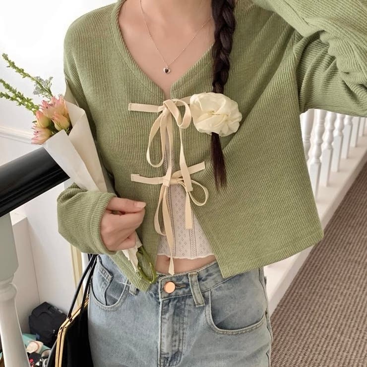 配色フロントリボンカーディガン | LADY LIKE  | 詳細画像10 