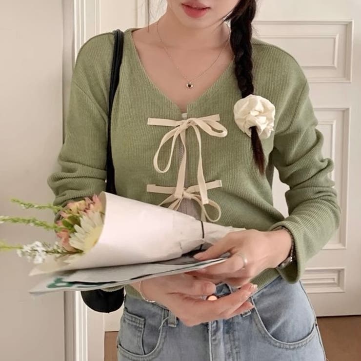 配色フロントリボンカーディガン | LADY LIKE  | 詳細画像12 