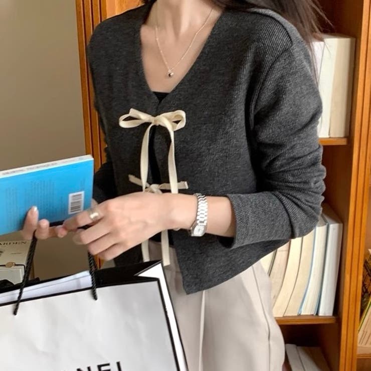 配色フロントリボンカーディガン | LADY LIKE  | 詳細画像2 