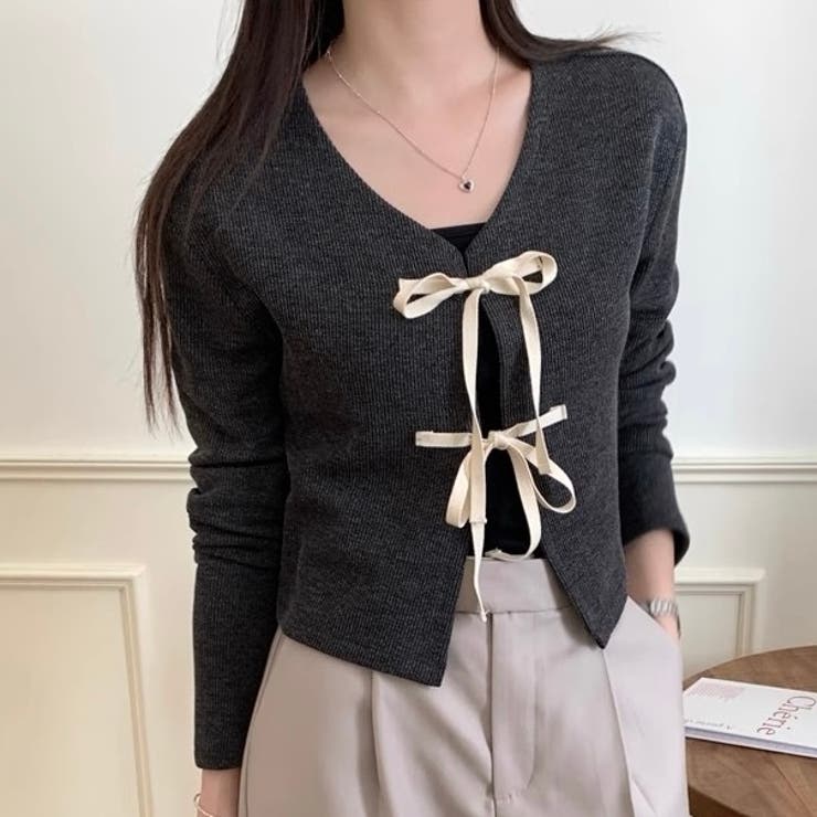 配色フロントリボンカーディガン | LADY LIKE  | 詳細画像3 
