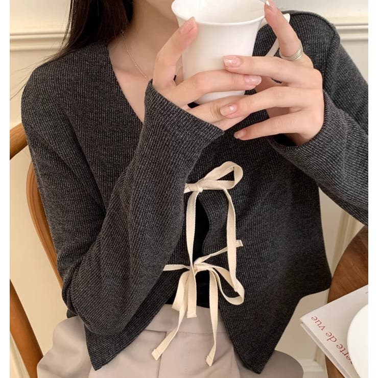 配色フロントリボンカーディガン | LADY LIKE  | 詳細画像4 