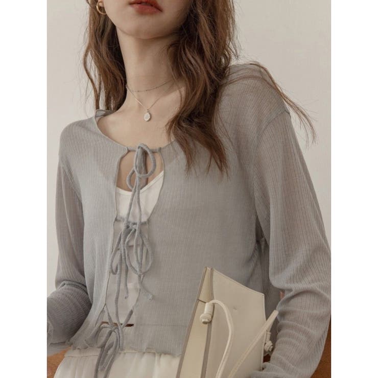 ライトグレー | トリプルリボンやわらかカーディガン | LADY LIKE 