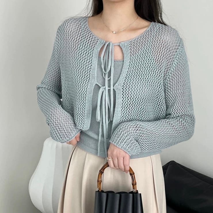 フロントリボンメッシュカーデアンサンブル2点セット | LADY LIKE  | 詳細画像2 