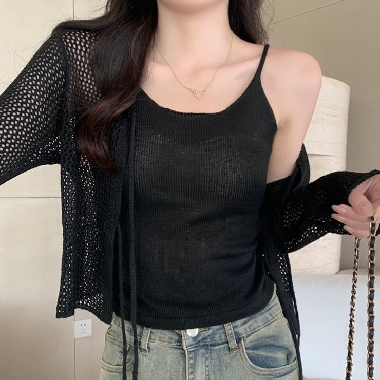 フロントリボンメッシュカーデアンサンブル2点セット | LADY LIKE  | 詳細画像6 