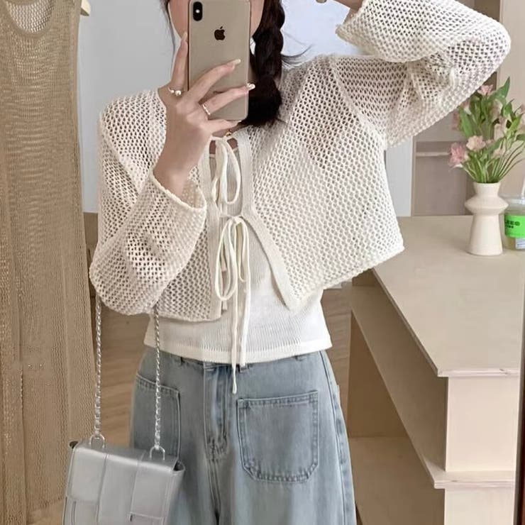 フロントリボンメッシュカーデアンサンブル2点セット | LADY LIKE  | 詳細画像8 