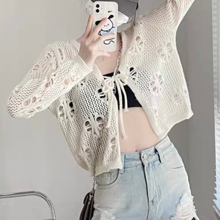 〈セット〉リボンジャガードロングパンツ　 カーディガン　ホワイト セット〉リボンジャガードロングパンツ カーディガン ホワイト