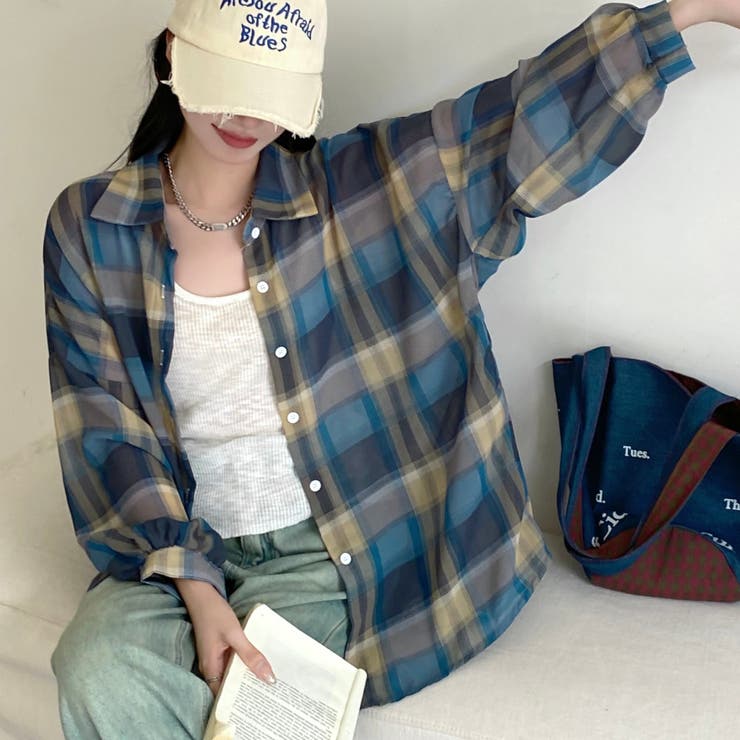 チェック柄ゆったりシアーシャツ | LADY LIKE  | 詳細画像10