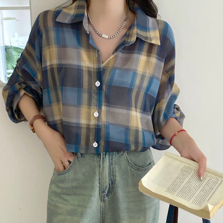 チェック柄ゆったりシアーシャツ | LADY LIKE  | 詳細画像11