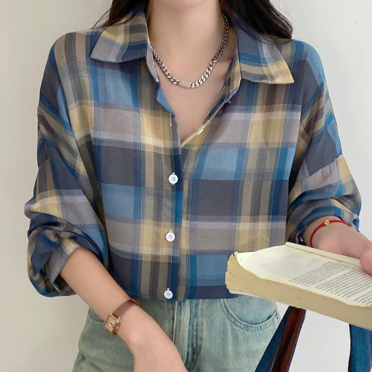 チェック柄ゆったりシアーシャツ | LADY LIKE  | 詳細画像12