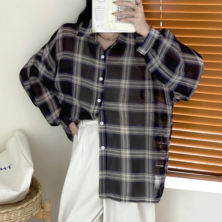 チェック柄ゆったりシアーシャツ | LADY LIKE  | 詳細画像19