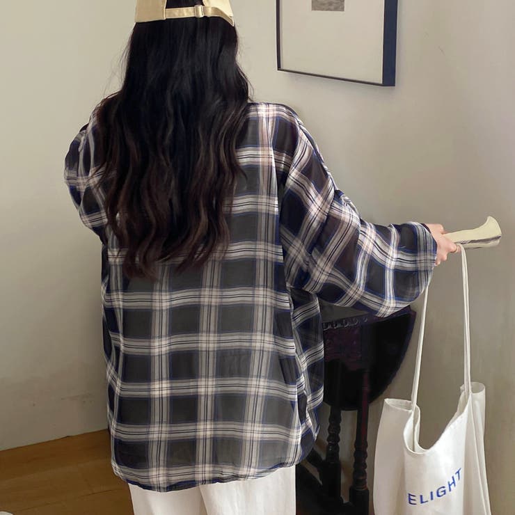 チェック柄ゆったりシアーシャツ | LADY LIKE  | 詳細画像22