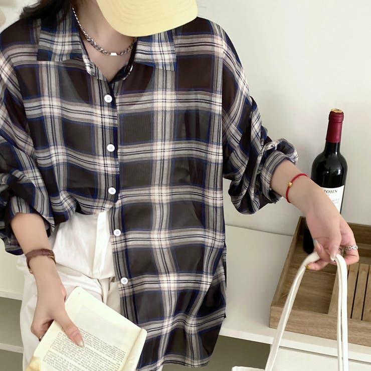 チェック柄ゆったりシアーシャツ | LADY LIKE  | 詳細画像23