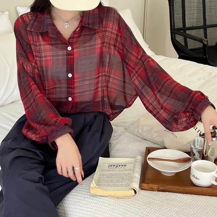 チェック柄ゆったりシアーシャツ | LADY LIKE  | 詳細画像27