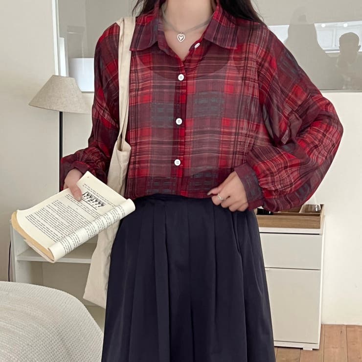 チェック柄ゆったりシアーシャツ | LADY LIKE  | 詳細画像29