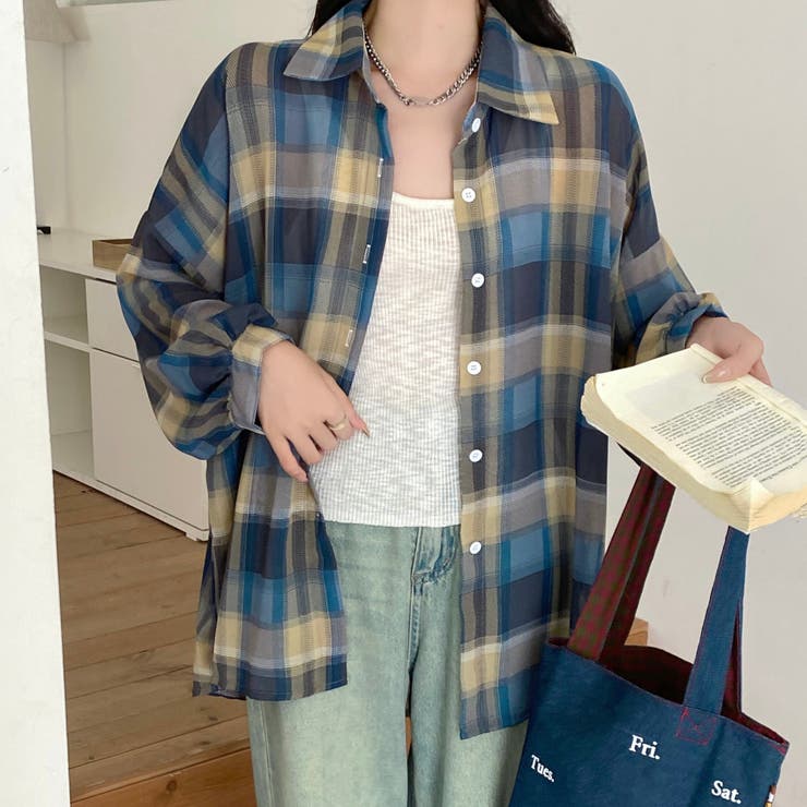チェック柄ゆったりシアーシャツ | LADY LIKE  | 詳細画像8
