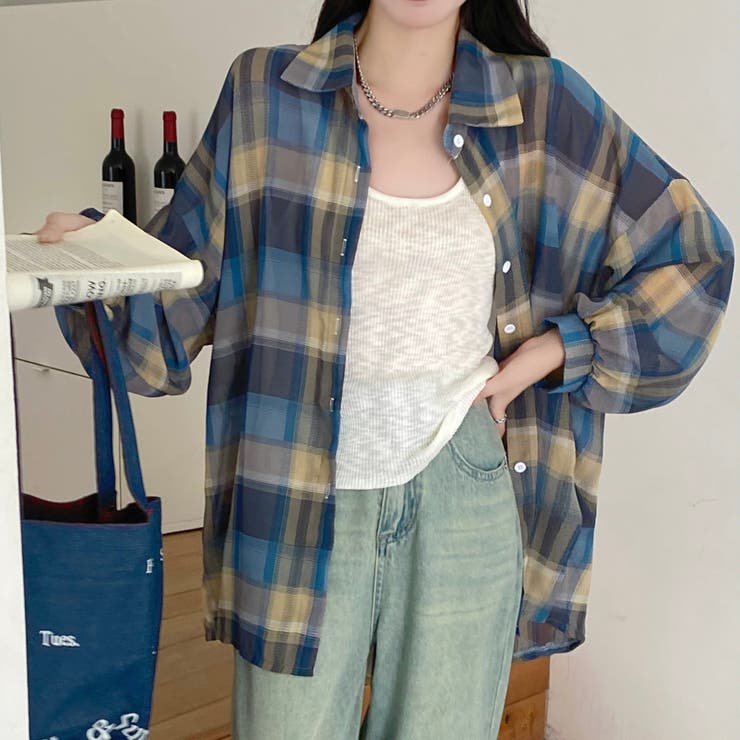 チェック柄ゆったりシアーシャツ | LADY LIKE  | 詳細画像9