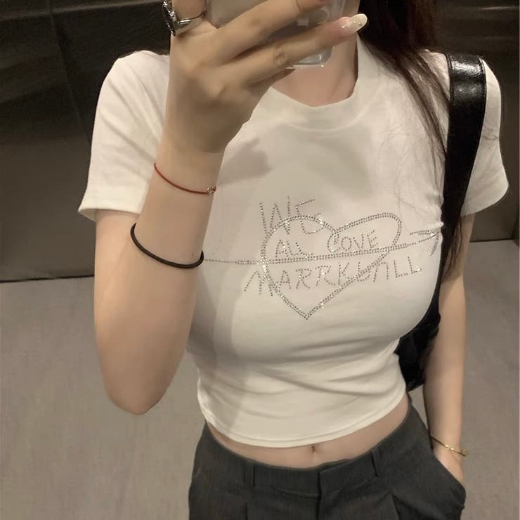 ラインストーンハートロゴコンパクトTシャツ | LADY LIKE  | 詳細画像10 