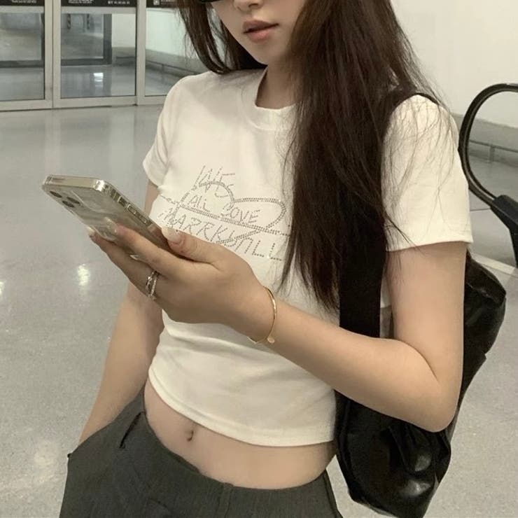 ラインストーンハートロゴコンパクトTシャツ | LADY LIKE  | 詳細画像14 