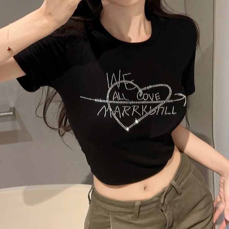 ラインストーンハートロゴコンパクトTシャツ | LADY LIKE  | 詳細画像15 