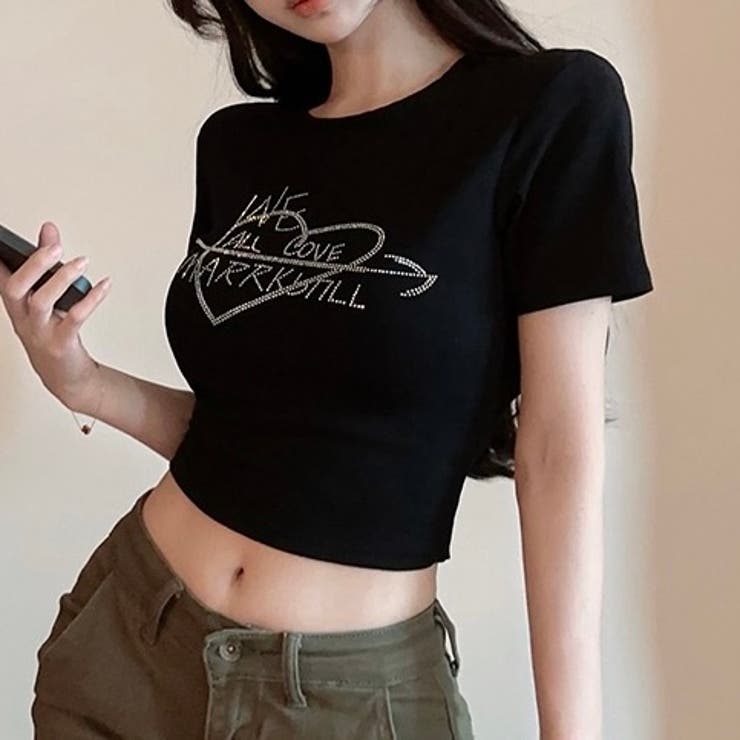 ラインストーンハートロゴコンパクトTシャツ | LADY LIKE  | 詳細画像18 
