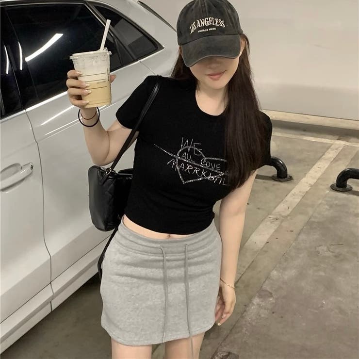 ラインストーンハートロゴコンパクトTシャツ | LADY LIKE  | 詳細画像8 