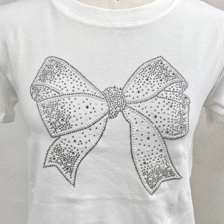 キラキラリボン半袖Tシャツ[品番：SHNW0011472]｜LADY LIKE