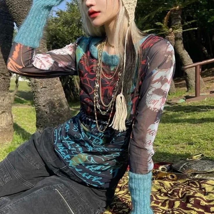 リブ切替えカラフルシアートップス | LADY LIKE  | 詳細画像2 