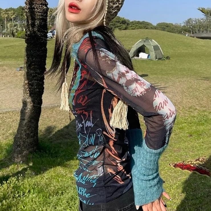 リブ切替えカラフルシアートップス | LADY LIKE  | 詳細画像3 