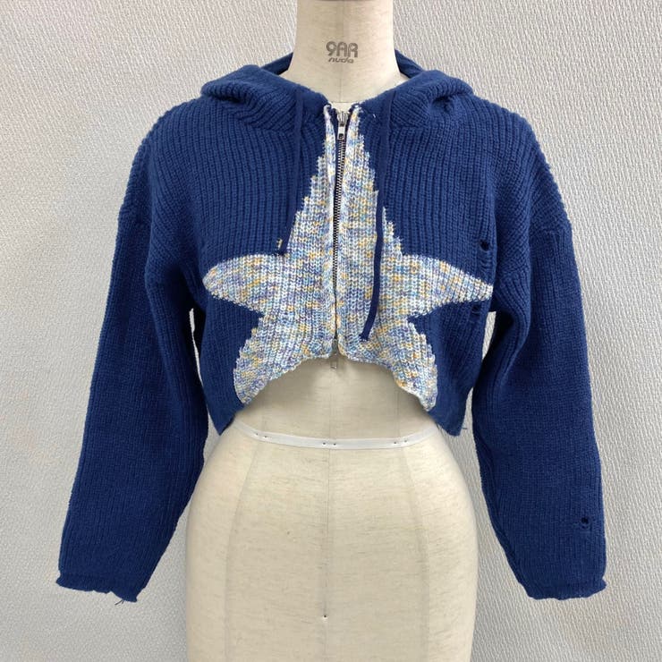 クロップド丈星柄ジップニット | LADY LIKE  | 詳細画像13 