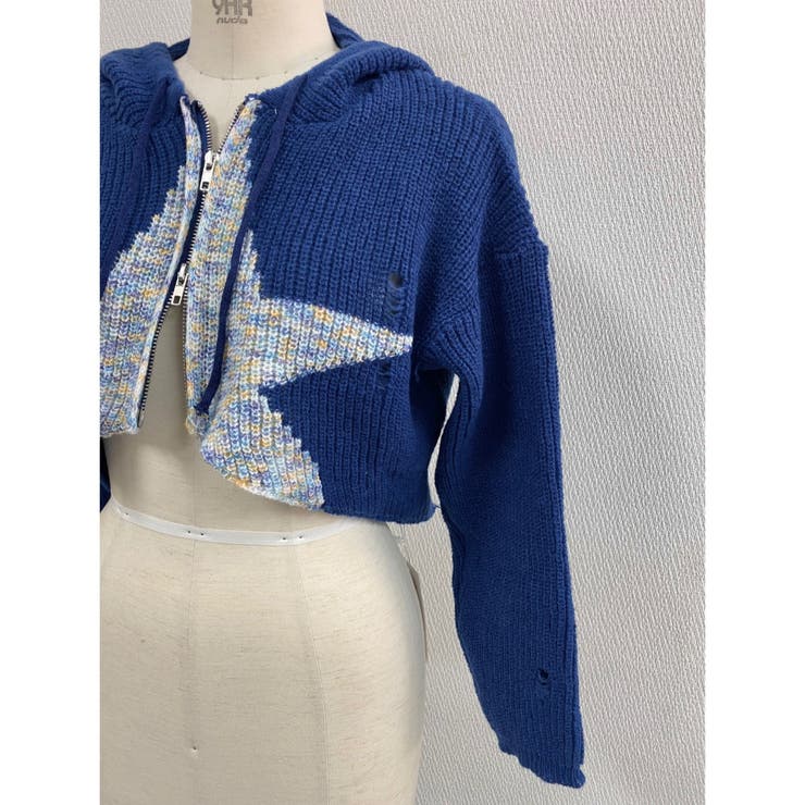 クロップド丈星柄ジップニット | LADY LIKE  | 詳細画像15 