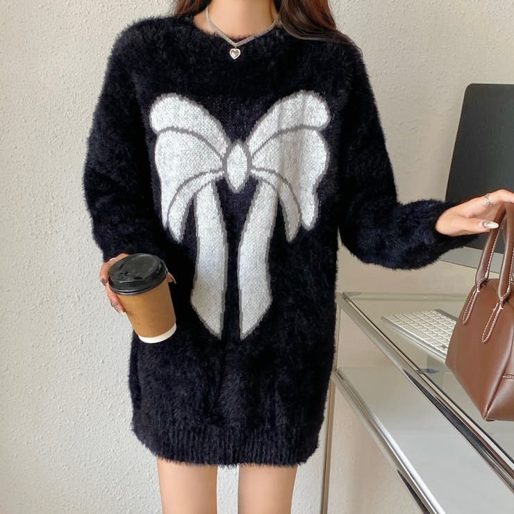 ビッグリボン柄ゆったりシャギーニット | LADY LIKE  | 詳細画像10 