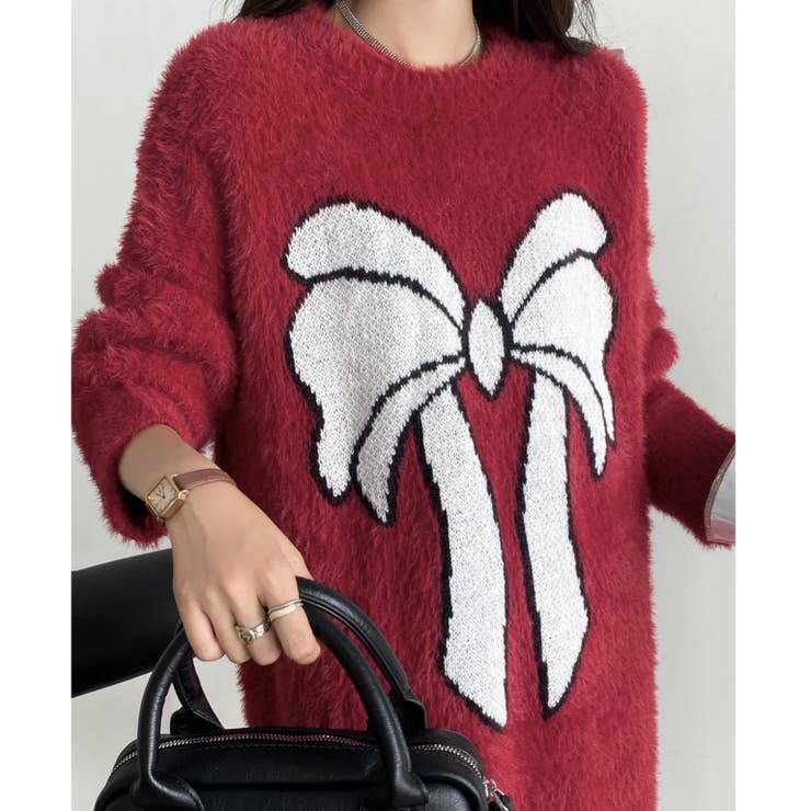 ビッグリボン柄ゆったりシャギーニット | LADY LIKE  | 詳細画像5 