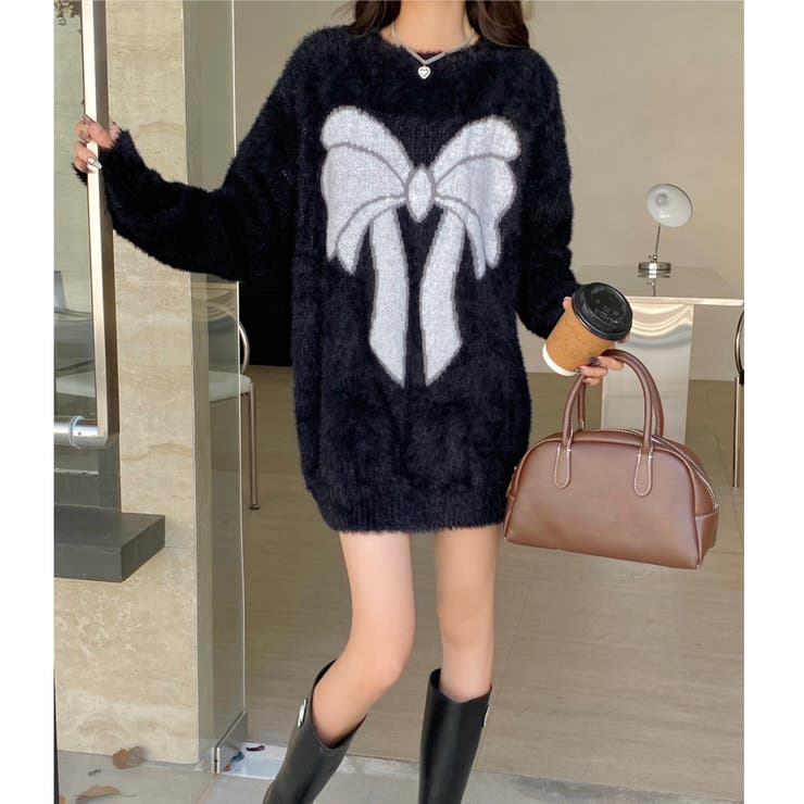 ビッグリボン柄ゆったりシャギーニット | LADY LIKE  | 詳細画像7 