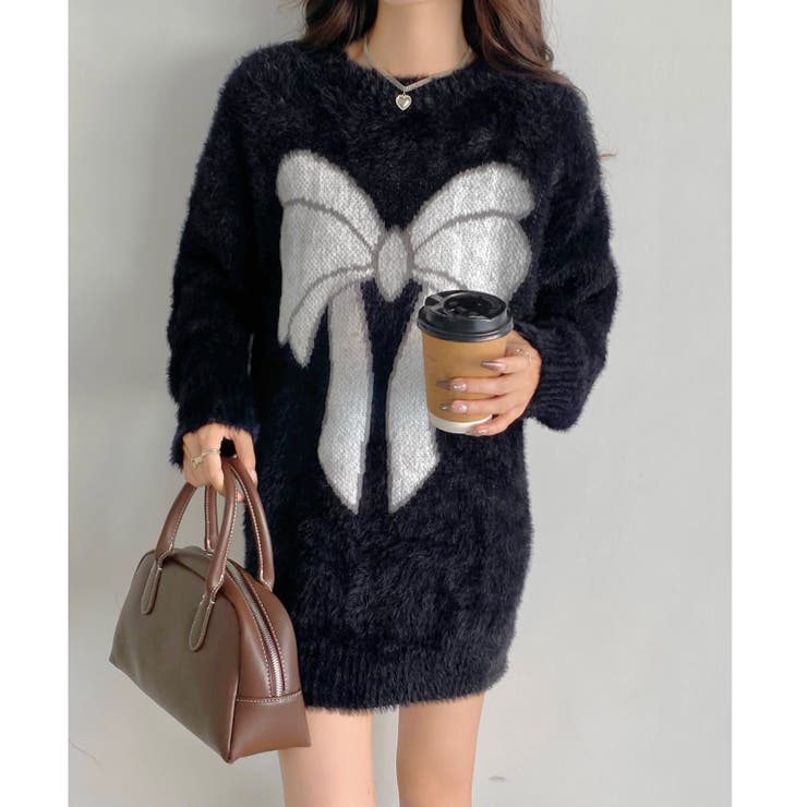 ビッグリボン柄ゆったりシャギーニット | LADY LIKE  | 詳細画像8 