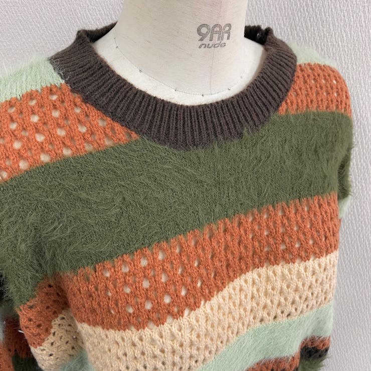 クロップド丈シャギーミックスボーダーニット | LADY LIKE  | 詳細画像14 