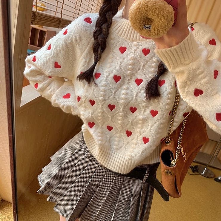 ハートプリント丸首ニット | LADY LIKE  | 詳細画像12 