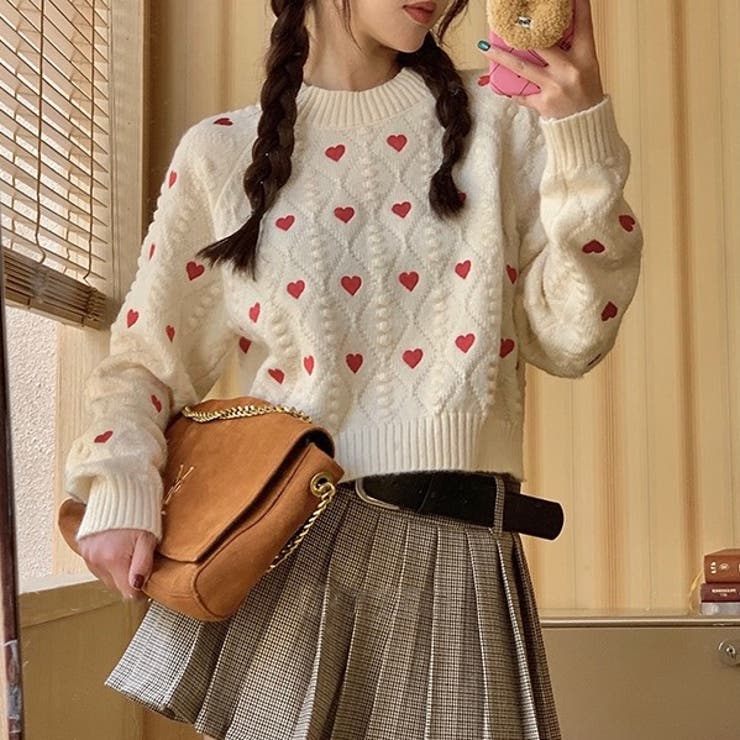 ハートプリント丸首ニット | LADY LIKE  | 詳細画像13 