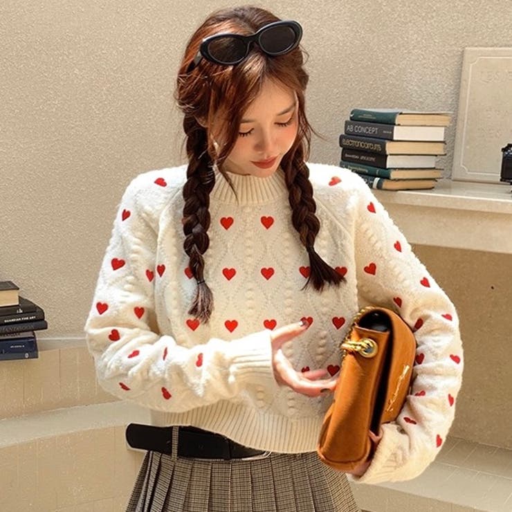 ハートプリント丸首ニット | LADY LIKE  | 詳細画像15 