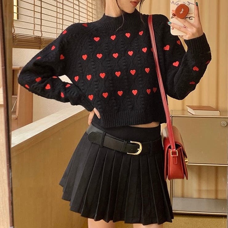 ハートプリント丸首ニット | LADY LIKE  | 詳細画像7 