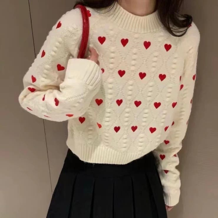 ハートプリント丸首ニット | LADY LIKE  | 詳細画像8 