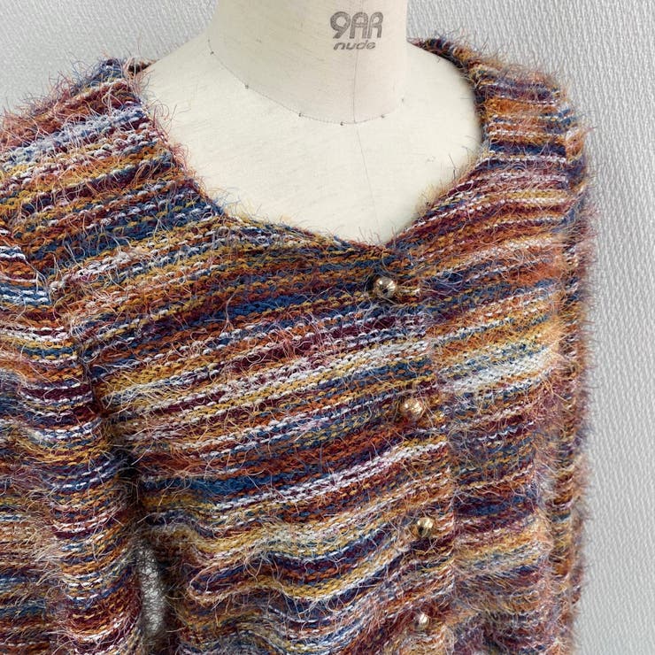 ラウンドネックボーダーシャギーカーディガン | LADY LIKE  | 詳細画像22 