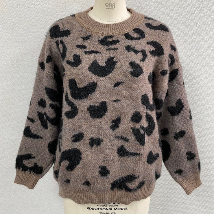 レオパード風バイカラーオーバーサイズニット | LADY LIKE  | 詳細画像10 
