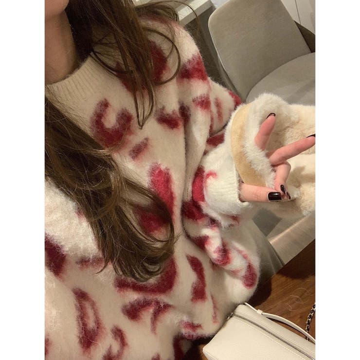 レオパード風バイカラーオーバーサイズニット | LADY LIKE  | 詳細画像5 