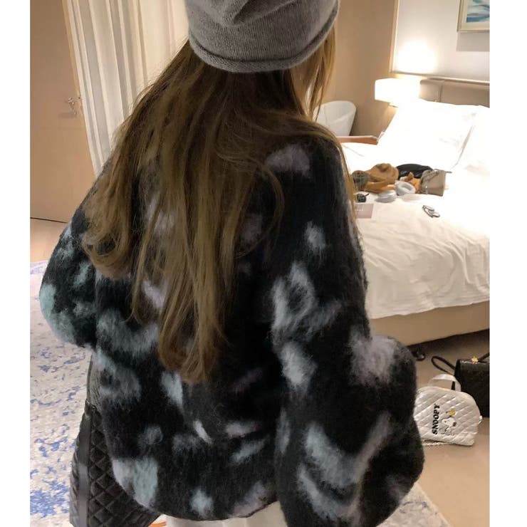 レオパード風バイカラーオーバーサイズニット | LADY LIKE  | 詳細画像8 