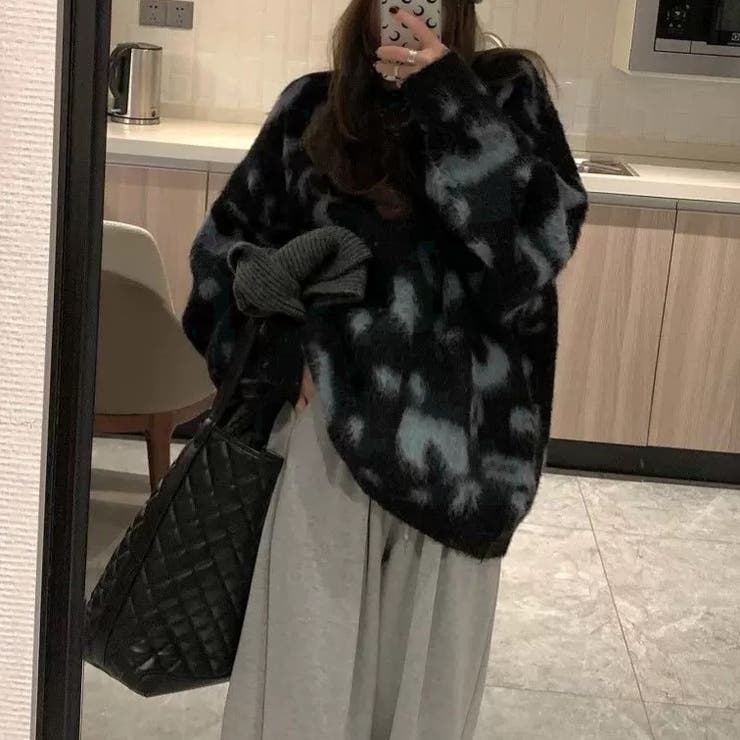 レオパード風バイカラーオーバーサイズニット | LADY LIKE  | 詳細画像9 