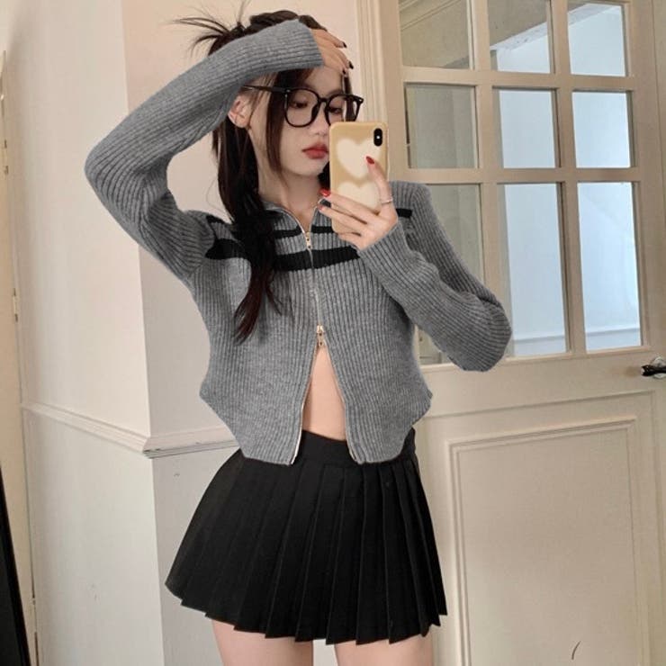 ライン入りダブルジップハイネックリブニット | LADY LIKE  | 詳細画像4 