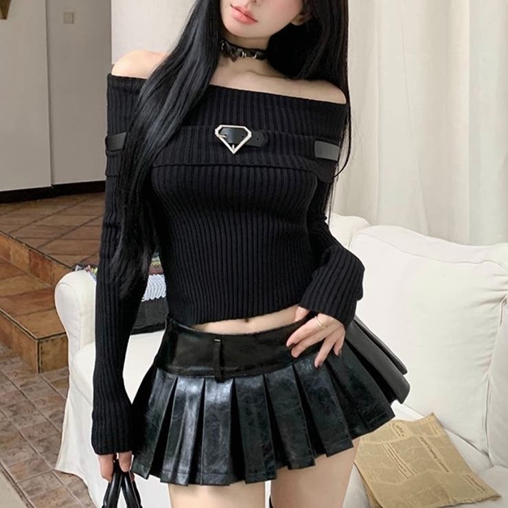 ベルト付きオフショルダーリブニット | LADY LIKE  | 詳細画像15 