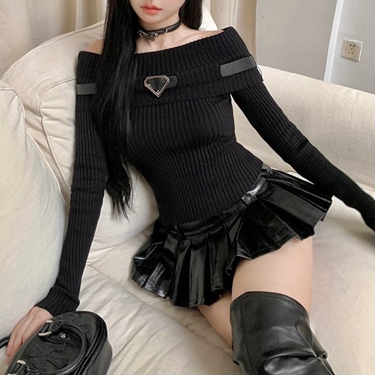 ベルト付きオフショルダーリブニット | LADY LIKE  | 詳細画像16 