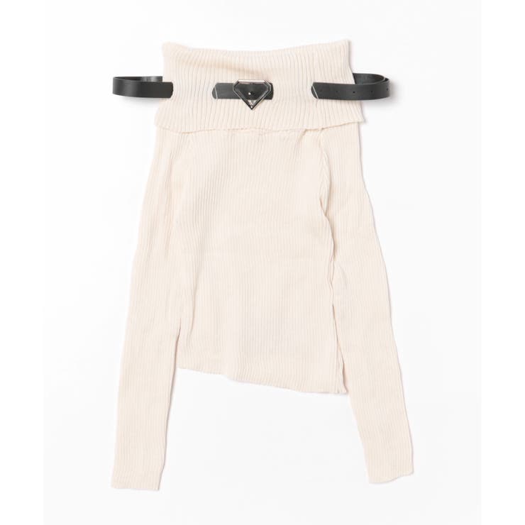 ベルト付きオフショルダーリブニット | LADY LIKE  | 詳細画像20 